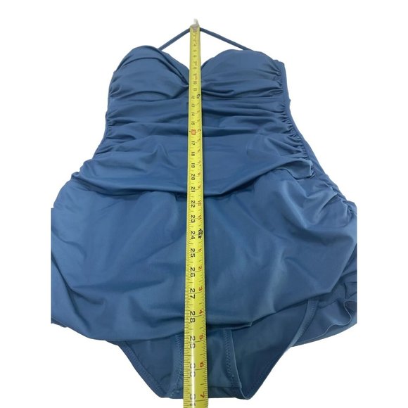 Petrol Blue Size 16 One Piece Bathing Suit Ruching 50s Retro Style, New - Picture 8 of 10